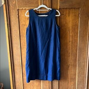 Navy linen shift dress